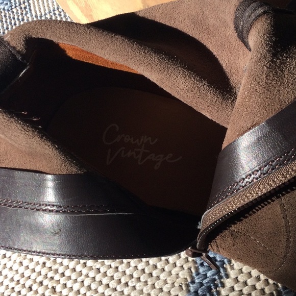 Taupe Suede Block Heel Boots - Picture 7 of 7